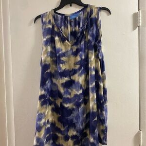 Simply Vera Vera Wang Blue and Gold Patterned Dress